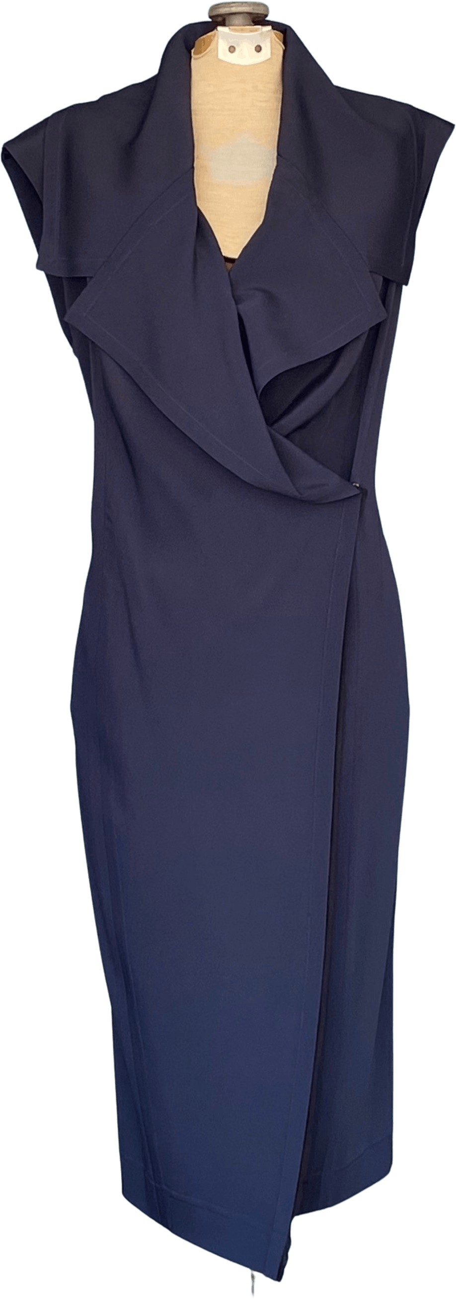 Vintage Donna Karan Navy Blue Silk Wrap ...